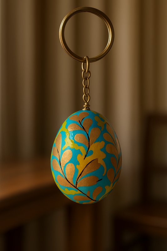 HANDCRAFTED PAPER MACHEE KEYCHAIN (BLUE)