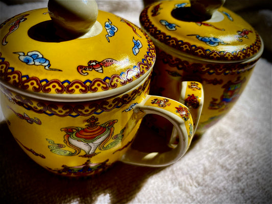 YELLOW BONE CHINA CUP SET OF 2
