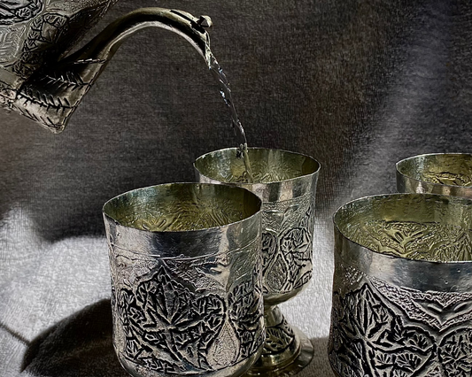 KASHMIRI KANKARI SET OF 6 GLASSES WITH 1 JUG (COATED)