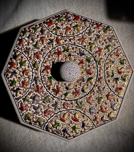 THE WHITE VELVET MULTIPURPOSE GOLDEN BOX – HANDCRAFTED PAPER-MACHE