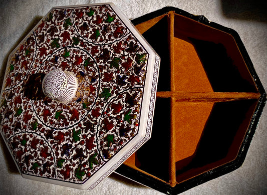 THE WHITE VELVET MULTIPURPOSE GOLDEN BOX – HANDCRAFTED PAPER-MACHE