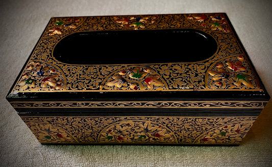 PAPER MACHEE TISSUE BOX (BLACK)