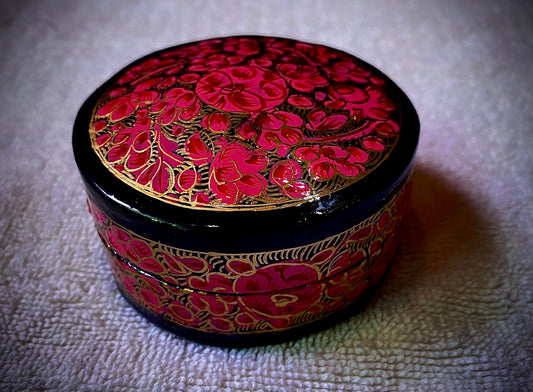 Mehré PAPER MACHEE KEEPSAKE HOLDER (PINK FLORAL)
