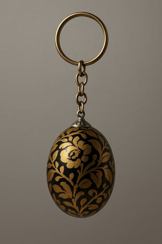 HANDCRAFTED PAPER MACHEE KEYCHAIN (GOLDEN)