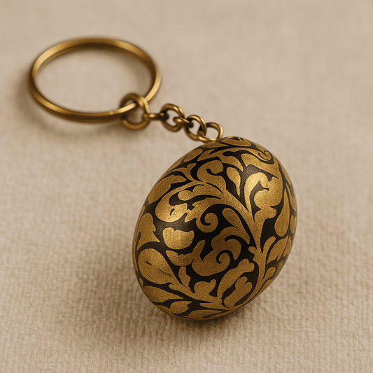 HANDCRAFTED PAPER MACHEE KEYCHAIN (GOLDEN)