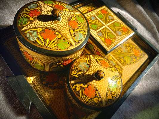 PAPER MACHE TRAY SET