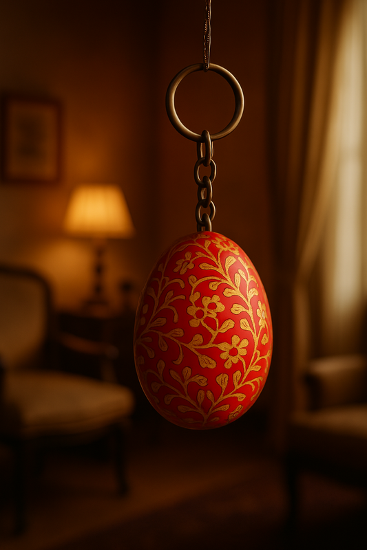 HANDCRAFTED PAPER MACHEE KEY CHAIN (RED)